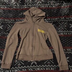 Von Dutch Taupe Hoodie with Yellow Logo